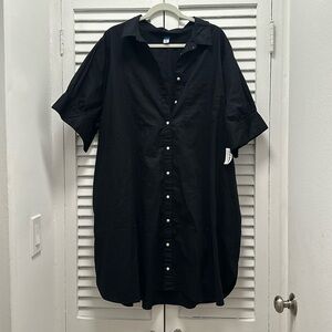 Black button up shirt dress
